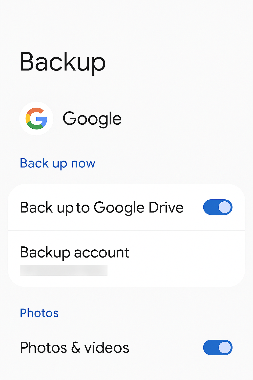 Check Google Backup First