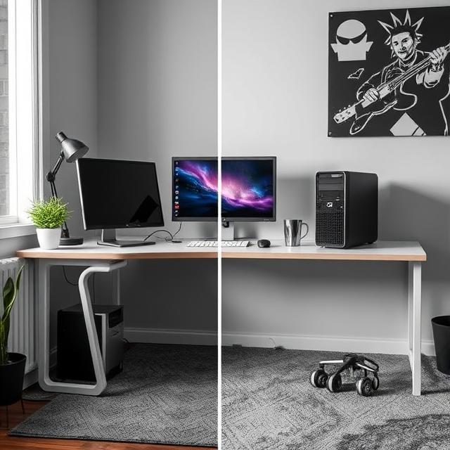 pc placed correctly on desk vs on floor carpet